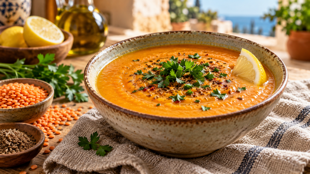 شوربة عدس بالكمون والليمون